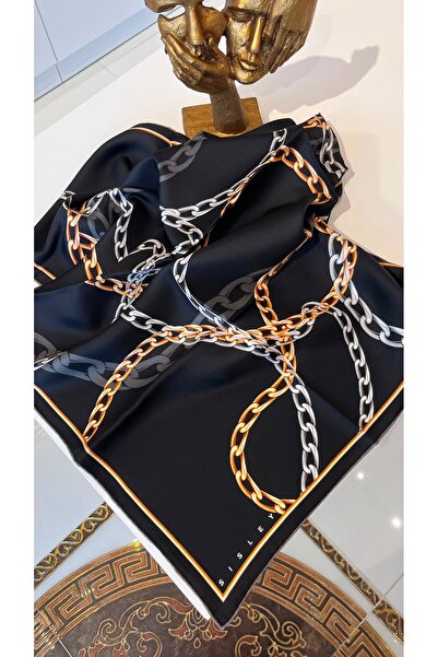 Sisley وشاح حرير تويل 100% من نيو سيزون، مقاس 90x90 سم، منقوش بملمس فاخر
