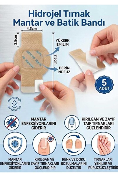 MOR SALKIM HOME Tırnak Mantarı Bandı, Hidrojel Tırnak Bakımı bandı 7 Adet