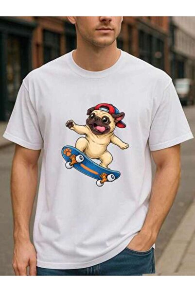 29CUN Breathable T-Shirt Featuring Skateboarding Pug, Perfect Casual Wear Fit...