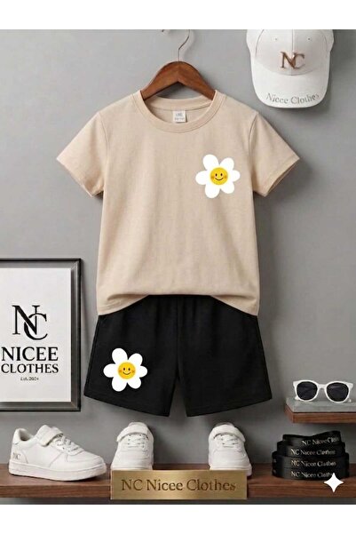 Leto Lykia Summer Children's T-Shirt Shorts Unisex (Daisy Printed)