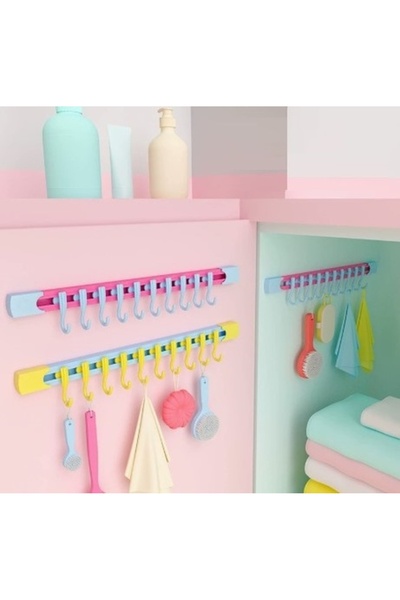 Genel Markalar 10 Kancalı Raylı Mutfak ve Banyo Düzenleyici Askı 30 cm