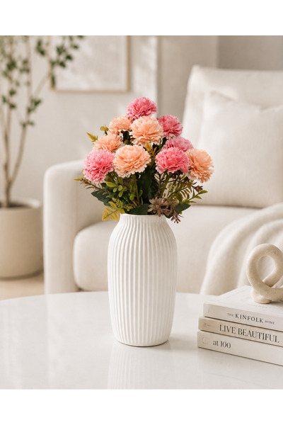 MD Aspiz Flowers باقة زهور صناعية فاخرة من 10 زهور جارفانيل وردية اللون بطول ...