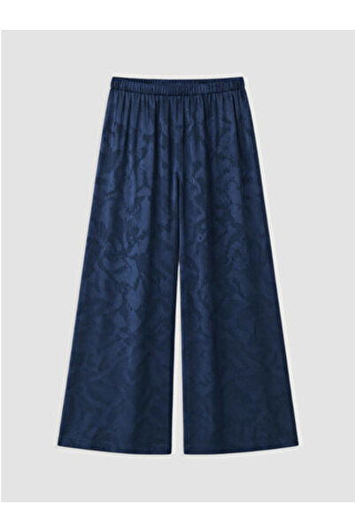 LC Waikiki Navy Blue Elastic Waist Patterned Women's Trousers