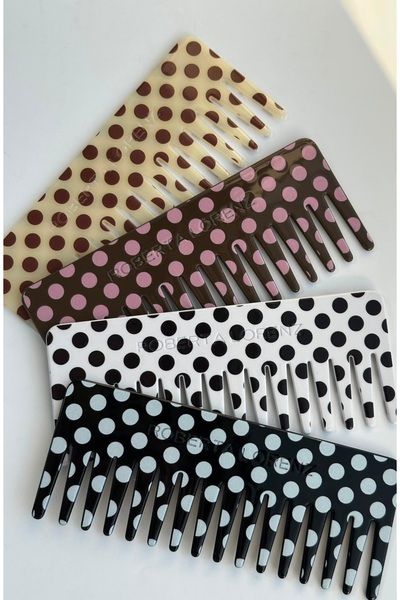 Roberta Lorenz Polka Dot Hair Comb Premium Acetate Wide Tooth Comb 15 cm
