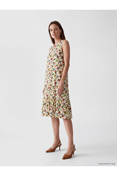 LC Waikiki Original Oval Neck Floral A-Line Dress