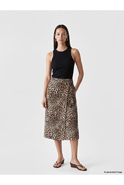 LC Waikiki Two Mt Shop Quality Tie-Waist Leopard Print Wrap Skirt