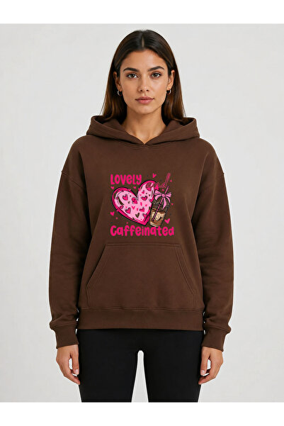 herkesemoda Lovely Printed Hooded 2 Thread Threaded Sweatshirt