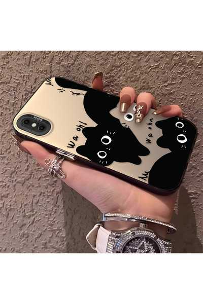 CHICASELUX iPhone X/Xs Compatible High-Quality Fun Black Cat Printed Case, Cu...