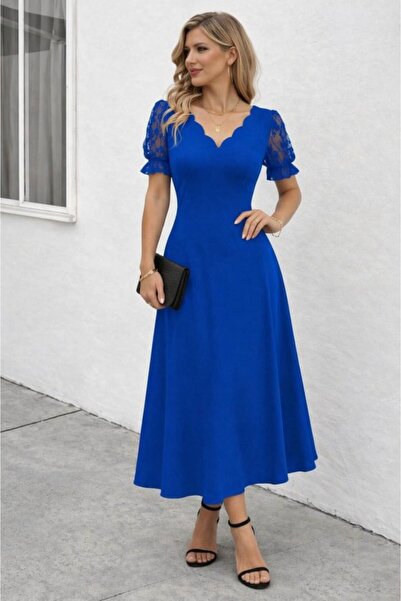 Veraura Lifestyle Women's Short Sleeve V-Neck Long Janjan Dress
