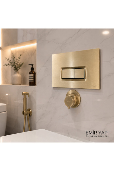 emiryapı VİTRA mat gold gömme rezarvuar kumanda paneli + mat gold taharet mus...