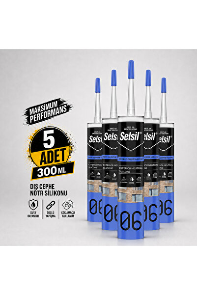 Selsil Şeffaf Nötr Dış Cephe Silikonu 300 ml UV Dayanımlı Cam Pvc Beton Derz ...
