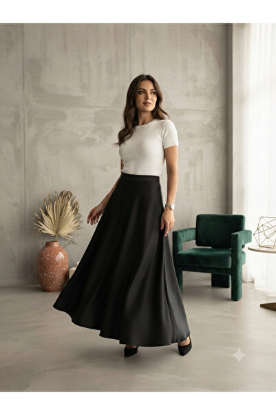 TUĞBA ERGÜL Women's High Waist Satin Skirt 2121