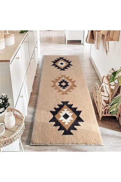 GENERAL DEXDE Bathroom Runner Rugs 24x60, Boho Western Long Bath Mat Beige Cr...