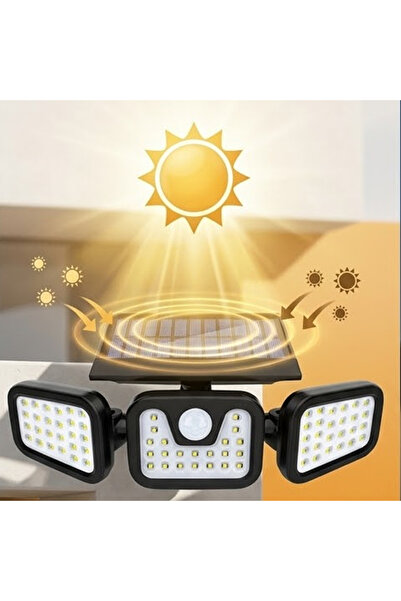gaman 74 LED Hareket Sensörlü 3 Kafalı Solar Duvar Lambası - Ayarlanabilir Aç...