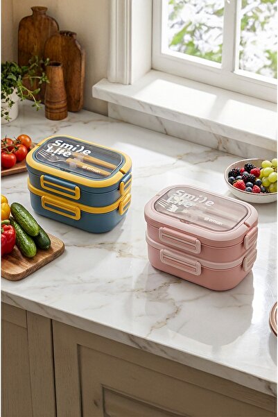 Emsan Smile Life Çift Katlı Lunch Box Mavi