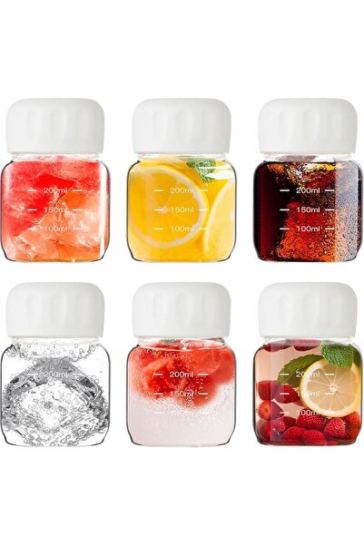 AZONEE Glass Juice Bottles with Lids, 6Pcs Glass Water Bottles, Clear Water B...