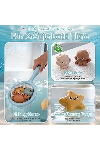 TERRIFI 7PCS Baby Bath Toys, Sealed No-Hole Mold-Free Ocean Animal Toys, Soft...