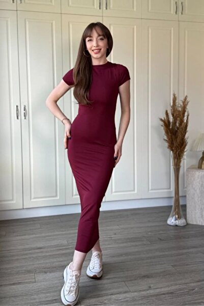 UFC 1985 TOP BRAND Women's low shoulder lace detailed midi length dress
