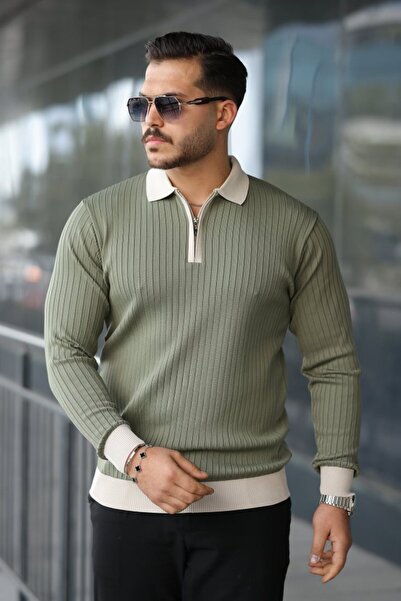 Veraura Lifestyle Men's Long Sleeve Knitwear with Sleeve and Collar Detailing