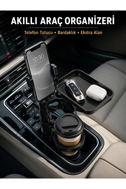 Marsilyan Cup Holder Organizer with Phone Holder for Car Console Ilkelgrp-5835