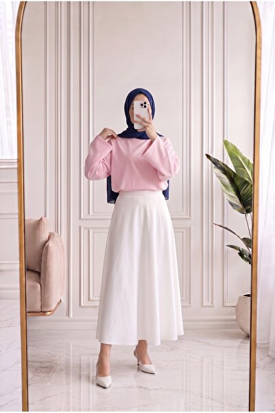 MİHRA STORE Nazgül Geniş Kollu Salaş Bluz-SS13072 Pembe