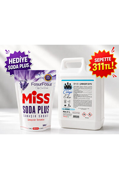 5 Litre Çamaşır Suyu + Miss 500 Gram Çamaşır Sodası Hediye Fırsat Paketi