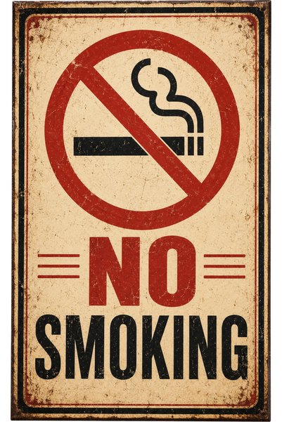 Lucena Retro No Smoking Metal Uyarı Levhası Sigara İçilmez Dekoratif Duvar Ta...