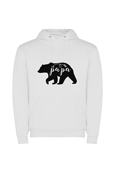 iLovePrints Papa Bear Stencil Bliss Φούτερ με κουκούλα σε χρώμα Λευκό