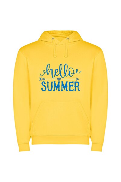 iLovePrints Summer's Warmest Greeting Φούτερ με κουκούλα σε χρώμα Κίτρινο