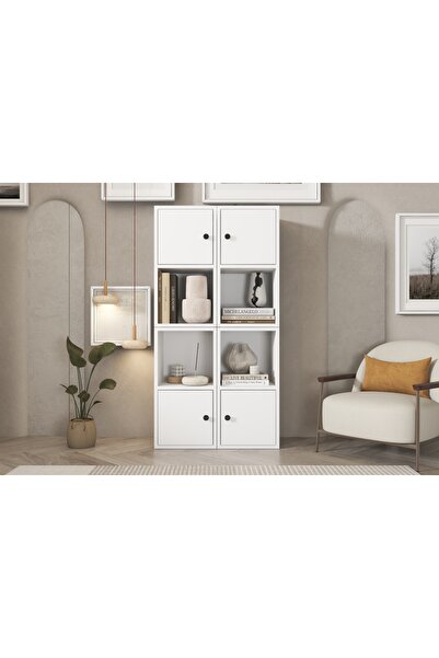 Vivense LEKSA 4 KAPAKLI RAFLI KİTAPLIK 65 CM BEYAZ KTP-1034-Ç