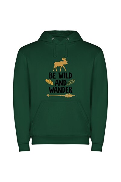 iLovePrints Majestic Moose: Untamed Visions Φούτερ με κουκούλα σε χρώμα Πράσινο