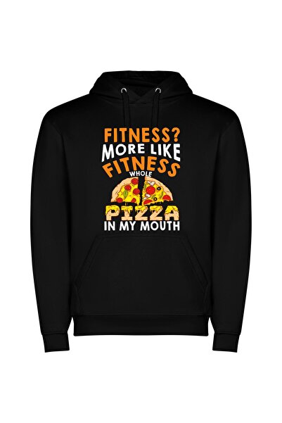 iLovePrints Pizza-Fueled Fitness Fiesta Φούτερ με κουκούλα σε χρώμα Μαύρο