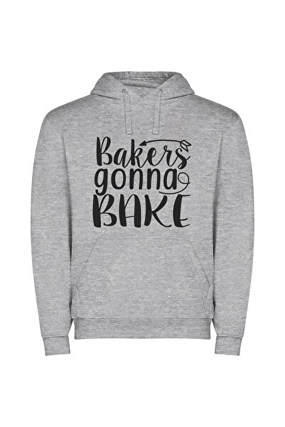 iLovePrints Baker's Inspired Bakery Art Φούτερ με κουκούλα σε χρώμα Γκρι