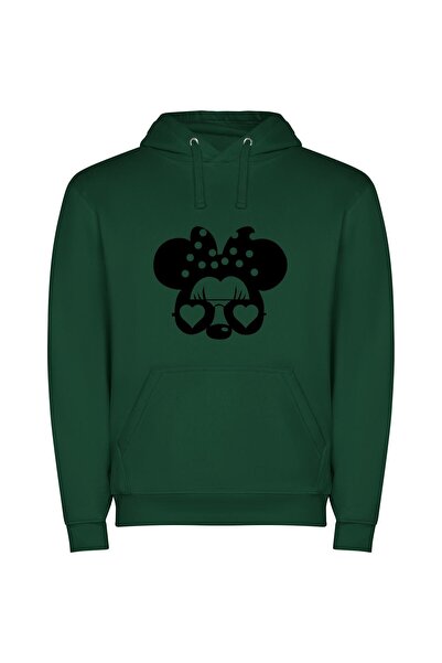 iLovePrints Charming Disney Mouse Portrait Φούτερ με κουκούλα σε χρώμα Πράσινο