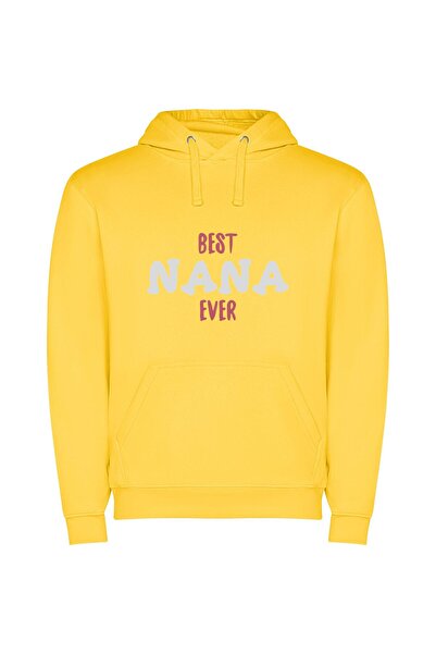 iLovePrints Grandma's Finest: Edna Mann Φούτερ με κουκούλα σε χρώμα Κίτρινο