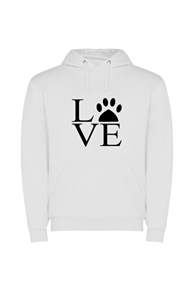 iLovePrints Pawfect Love: Furry Pix Φούτερ με κουκούλα σε χρώμα Λευκό