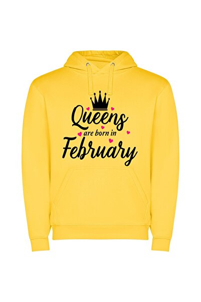 iLovePrints Crowned February's Regal Beauty Φούτερ με κουκούλα σε χρώμα Κίτρινο