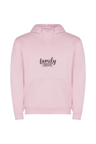 iLovePrints Crazy Love, Cozy Family Φούτερ με κουκούλα σε χρώμα Ροζ