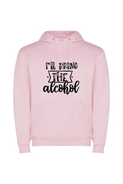 iLovePrints White Background Booze Party Φούτερ με κουκούλα σε χρώμα Ροζ