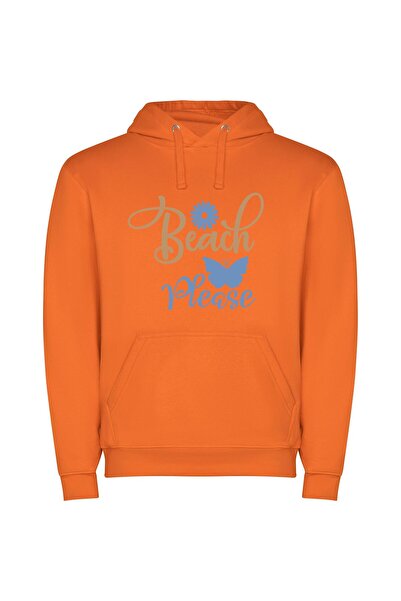 iLovePrints Pleasant Beach Aesthetic Φούτερ με κουκούλα σε χρώμα Πορτοκαλί