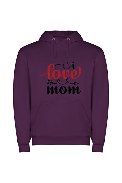 iLovePrints Love Mom's Art Collection Φούτερ με κουκούλα σε χρώμα Μωβ
