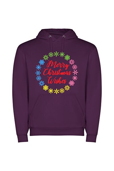 iLovePrints Festive Snowflake Greetings Φούτερ με κουκούλα σε χρώμα Μωβ