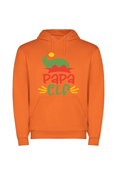 iLovePrints Papa Elf Logo Delight Φούτερ με κουκούλα σε χρώμα Πορτοκαλί