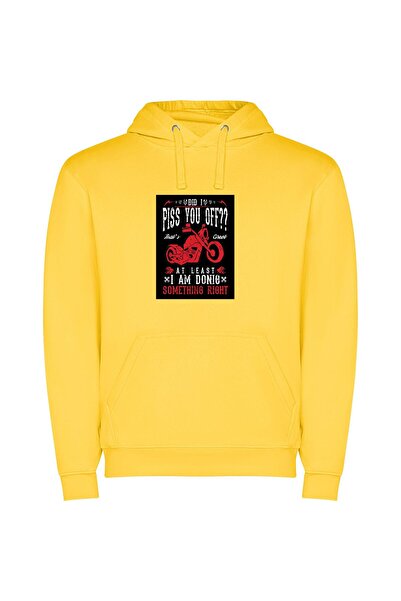 iLovePrints Fiery Motorcycle Obsession Φούτερ με κουκούλα σε χρώμα Κίτρινο