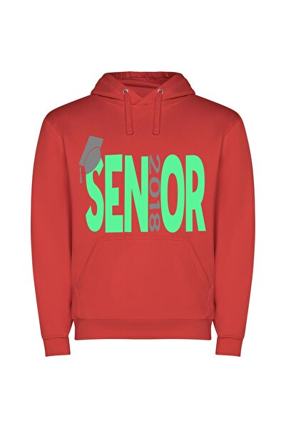 iLovePrints Cap & Class 2018 Φούτερ με κουκούλα σε χρώμα Κόκκινο
