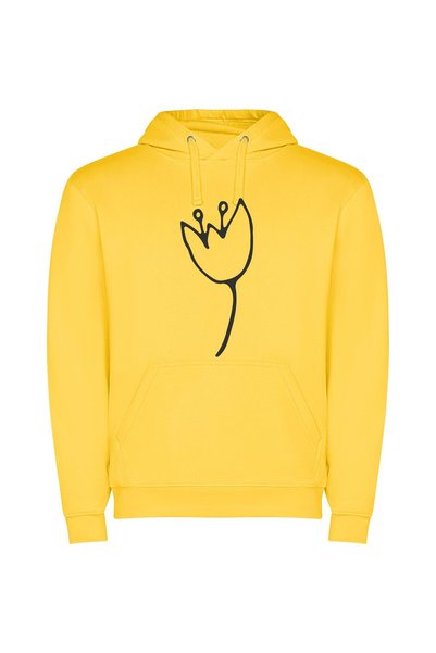 iLovePrints Ink Blossom Silhouette Φούτερ με κουκούλα σε χρώμα Κίτρινο