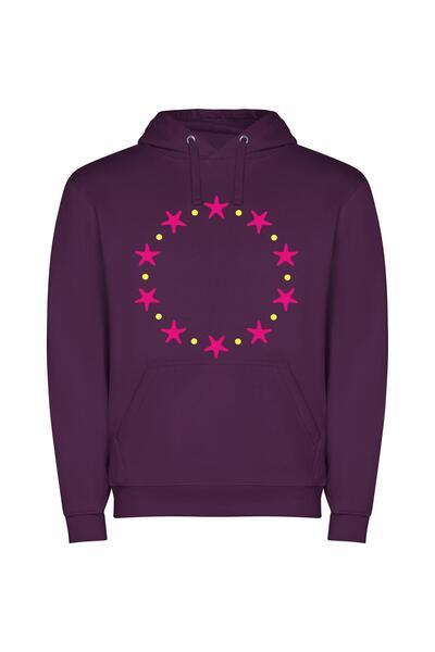 iLovePrints Stellar Union Emblem Φούτερ με κουκούλα σε χρώμα Μωβ