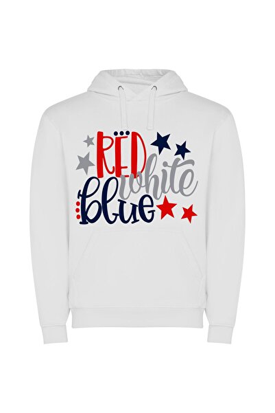 iLovePrints Star Spangled Color Show Φούτερ με κουκούλα σε χρώμα Λευκό