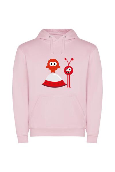 iLovePrints Colorful Alien Encounters Φούτερ με κουκούλα σε χρώμα Ροζ