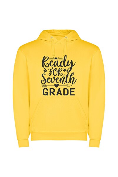 iLovePrints Grade 7: Ready-Made Print Φούτερ με κουκούλα σε χρώμα Κίτρινο